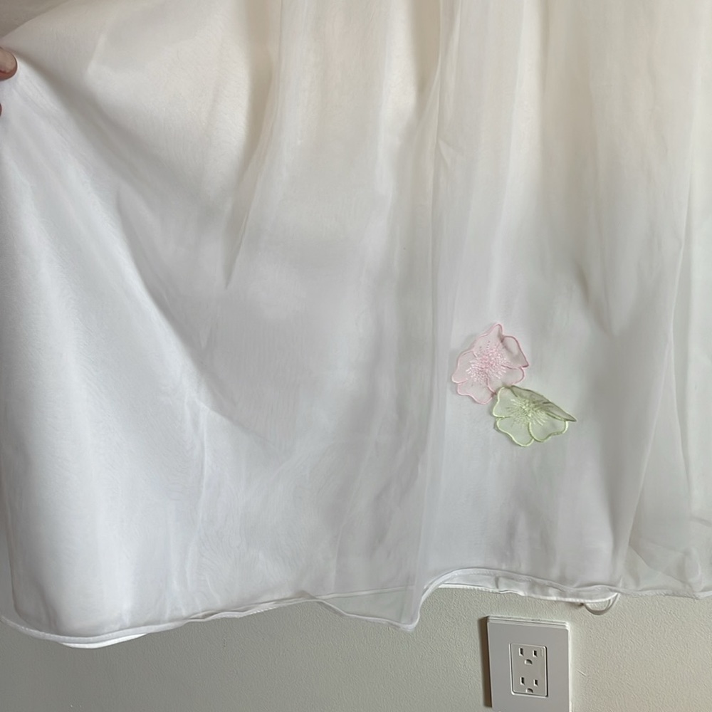 Warner’s Chemise Nightie SM White Romantic Appliqué VTG Slip Floral Chiffon - Picture 5 of 15